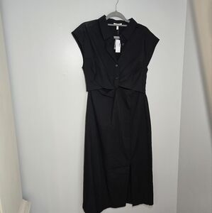 Black Twist Ftont Shirt Dress